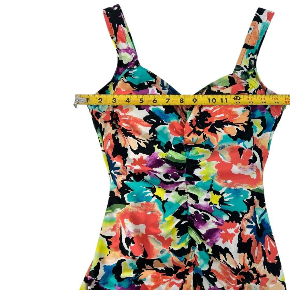 VTG Maxine of Hollywood Sz 14 Floral One Piece Swimsuit Beach Vacation Slimming - Picture 8 of 12